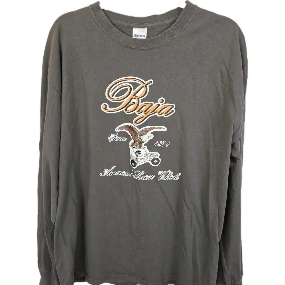 Baja Buggy Motorcyle Long Sleeve Tshirt Grey BRAAP Funny Racing XL Sexy Saying - Picture 2 of 4